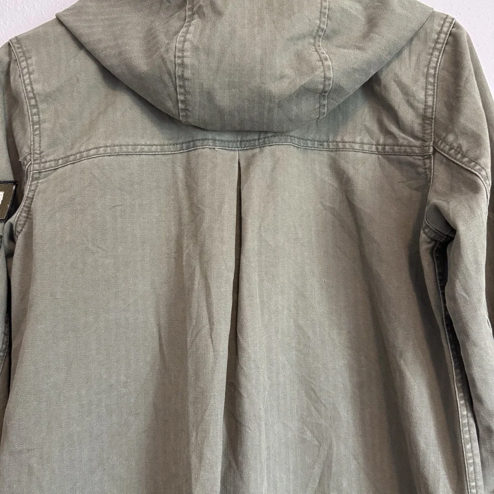 American Eagle  Military Utility Jacket Herringbone Hooded‎ Patch XS Gorpcore
